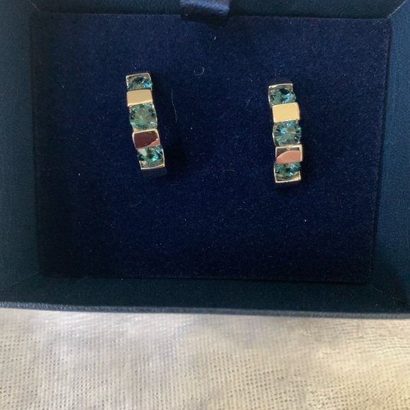 Personal Accent Triple Stone Sapphire Earrings - Picture 1 of 1